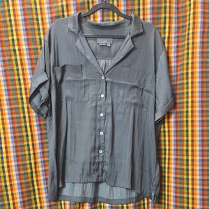 Anthropologie Crinkle Blouse Gray L